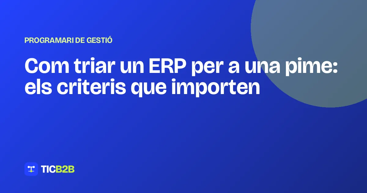 Com triar un ERP per a una pime: els criteris que importen