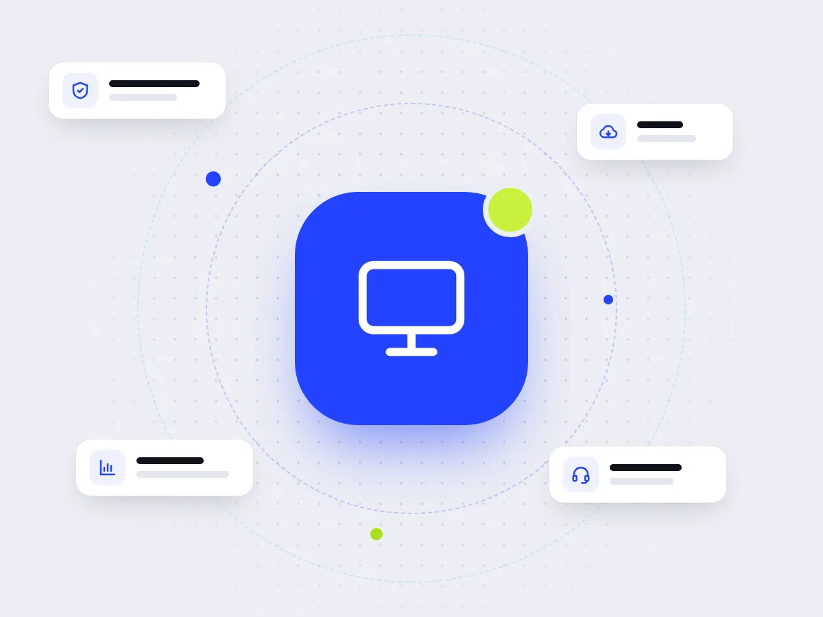 Ilustración de los servicios informáticos de TICB2B: soporte, seguridad, nube y gestión